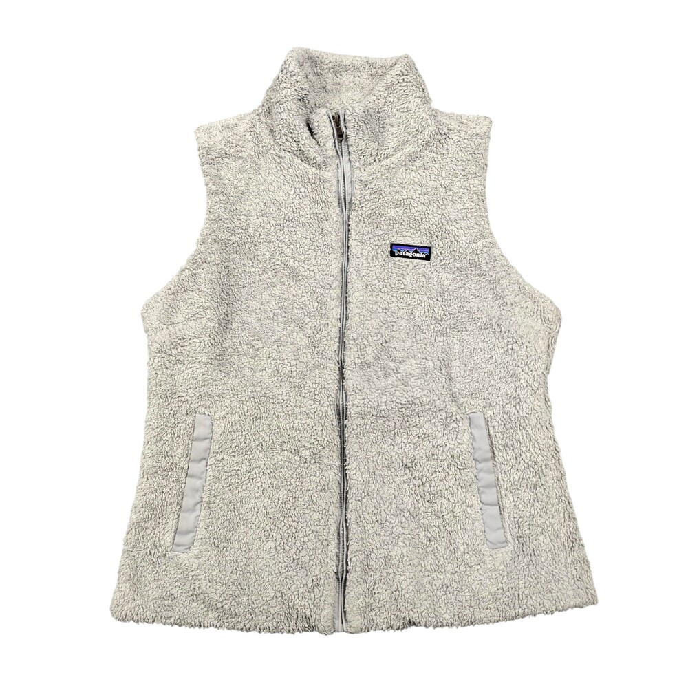 Patagonia Vest Womens Large Gray Fleece Full Zip Lined Pockets Logo Casual